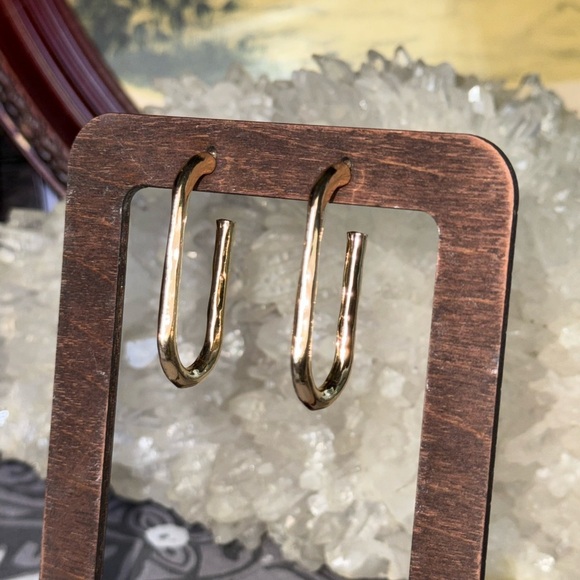 Gold Tone Bar‎ Hoop Earrings for Women Nickel-Free Anniversary - Picture 1 of 3